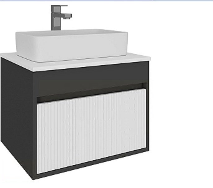 Тумба с раковиной KABINKA.KZ Эвелин, 60x60x45 см, белый, серый