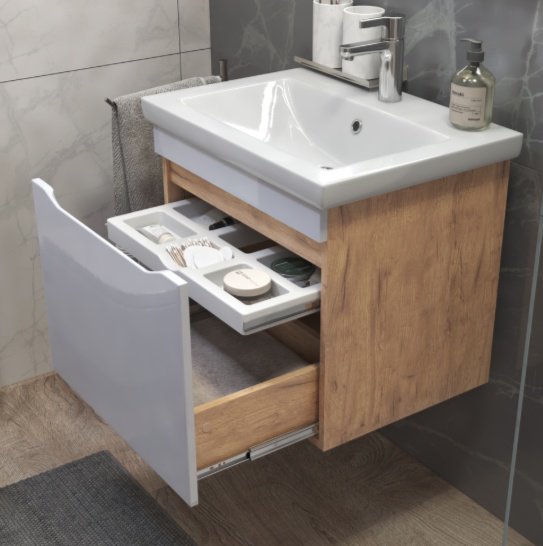 Тумба с раковиной Kabinka.kz Grani 60 60x51.5x45см бело-коричневый купить,NaN