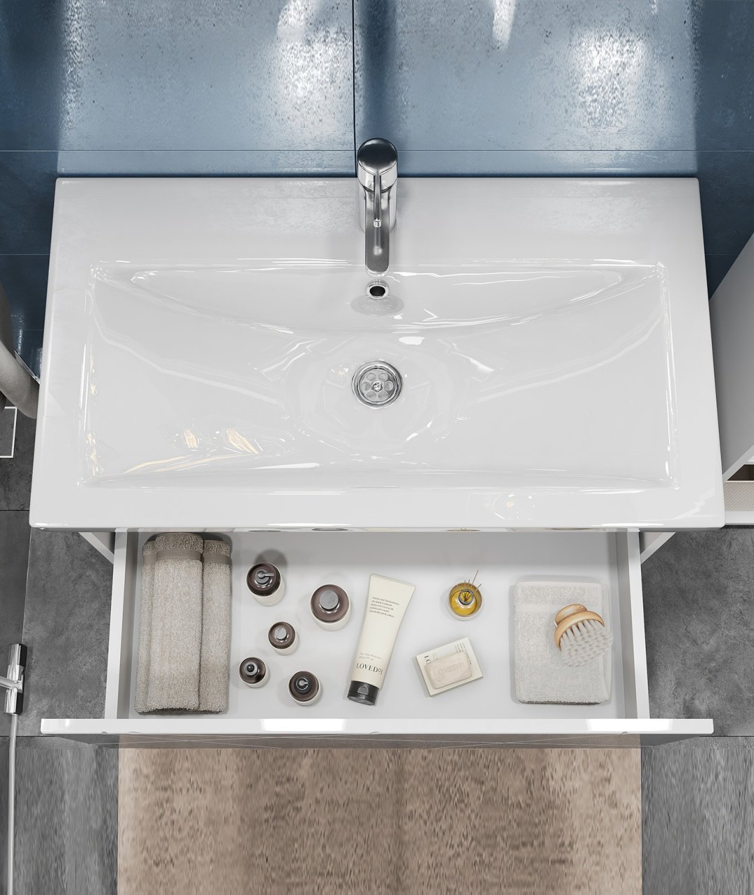 Тумба с раковиной KABINKA.KZ Geometry 800, 76.6x39.5x43.8 см, белый