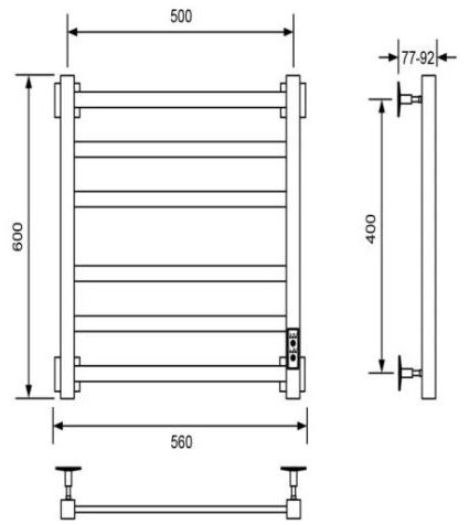 Полотенцесушитель Veconi электрический B6050CH-A, лесенка 50x60 см