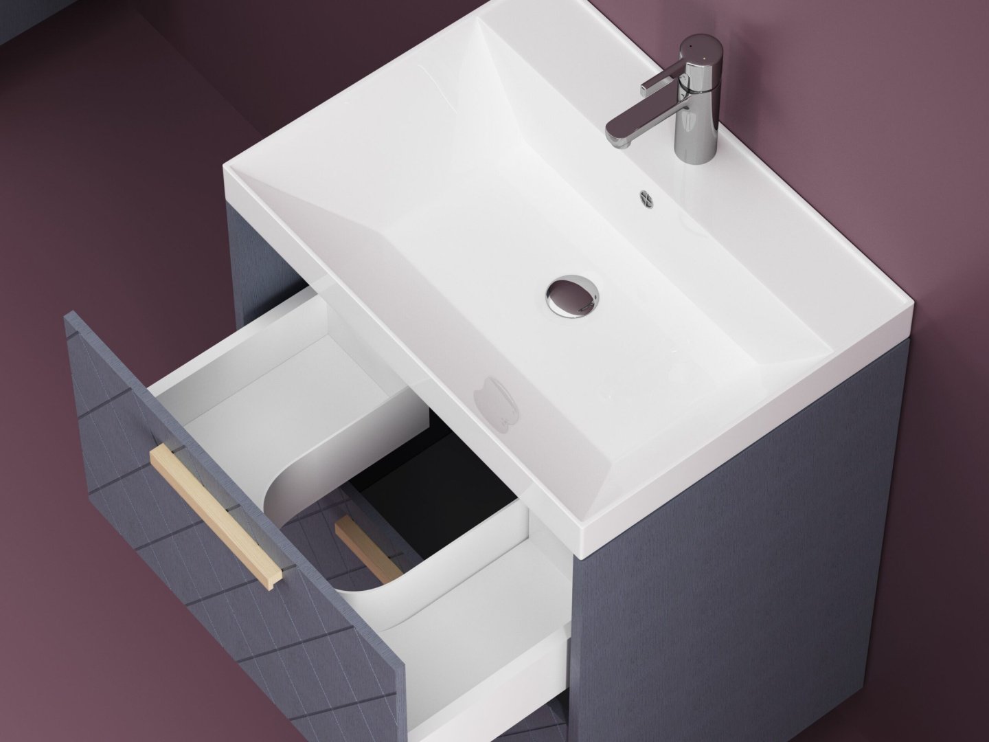 Тумба с раковиной KABINKA.KZ Слим 70, 70.1x52x45.8 см, серый