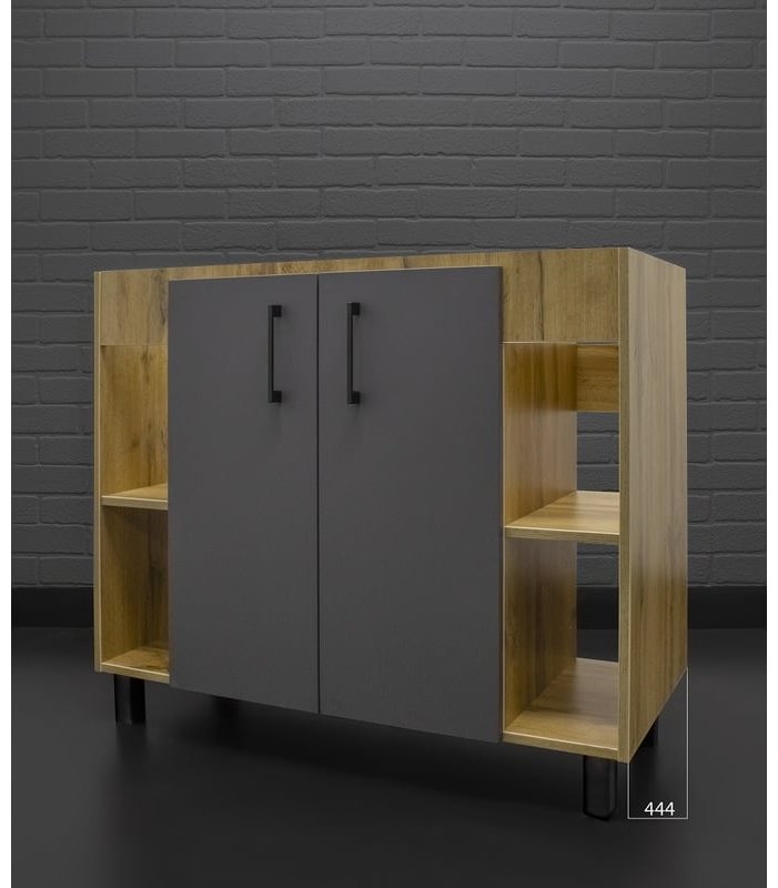 Тумба с раковиной KABINKA.KZ Craft 100, 97.5x77.2x44.4 см, черный, коричневый