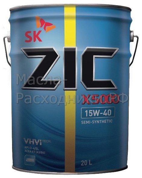 Моторное масло Полусинтетическое ZIC X5000 15W-40 20 л