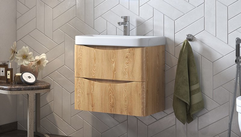 Тумба с раковиной KABINKA.KZ CLAY 60, 59x49.1x34.3 см, коричневый