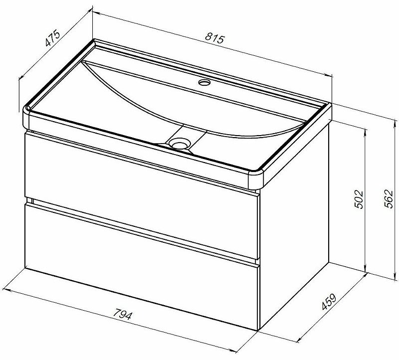 Тумба с раковиной Kabinka.kz Вега 80 329591 79.4x50.2x45.9см темно-серый купить,NaN