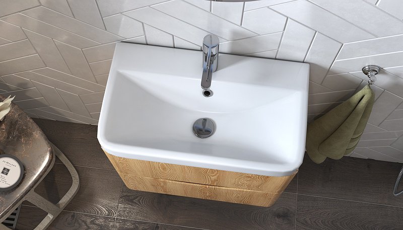 Тумба с раковиной KABINKA.KZ CLAY 60, 59x49.1x34.3 см, коричневый