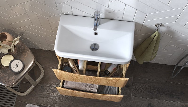 Тумба с раковиной KABINKA.KZ CLAY 60, 59x49.1x34.3 см, коричневый