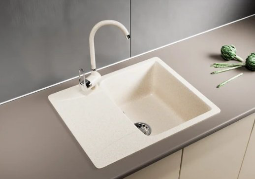 Кухонная мойка Mixline ML-GM-26 врезная 47х58х19 см, искусственный мрамор, тон бежевый купить,NaN