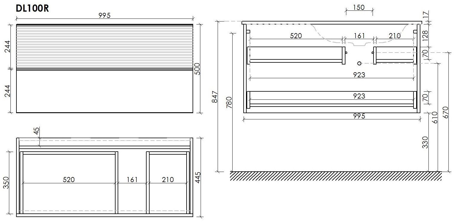 Тумба под раковину KABINKA.KZ DL100RW 99.5x50x44.5см купить,NaN