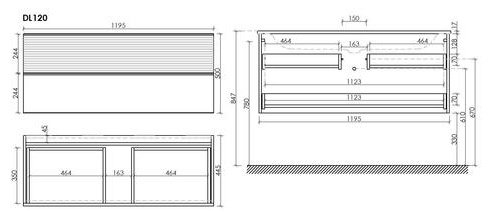 Тумба без раковины KABINKA.KZ DL120W , 119.5x50x44.5 см, белый, коричневый
