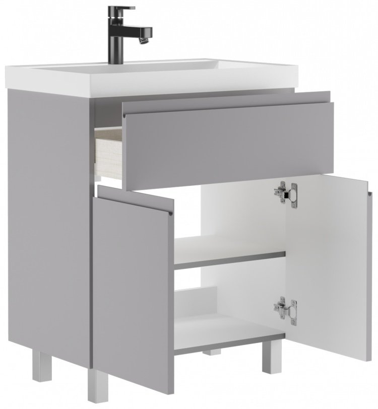 Тумба с раковиной KABINKA.KZ Байтерек, 69x71.6x42.6 см, светло серый