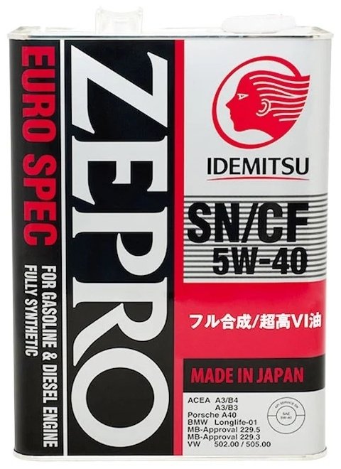 Моторное масло Синтетическое IDEMITSU Zepro 5W-40 4 л