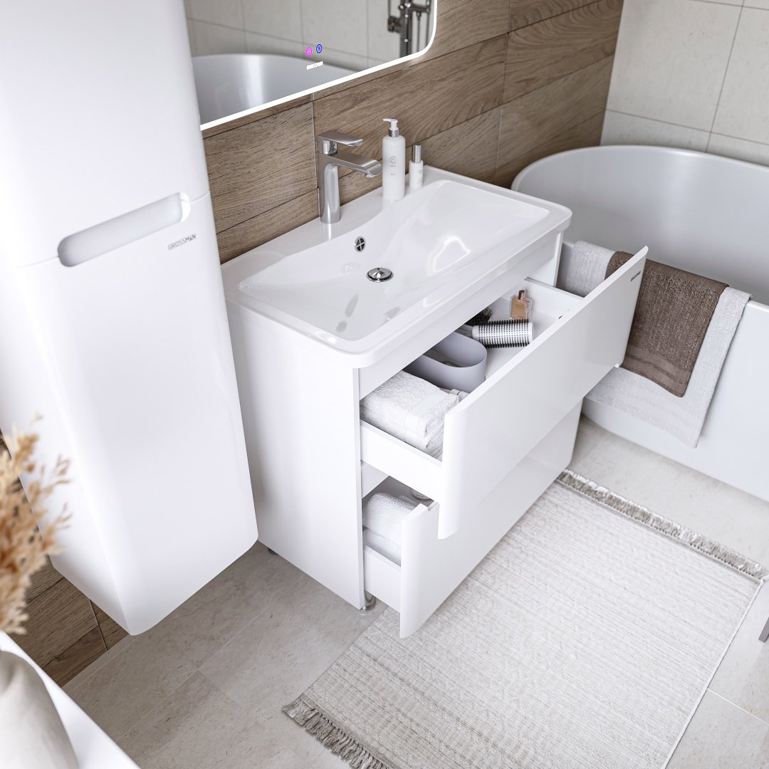 Тумба с раковиной KABINKA.KZ АДЕЛЬ-НОРМА-70, 69x70x44.6 см, белый