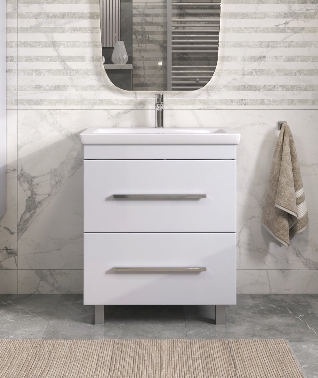 Тумба с раковиной KABINKA.KZ Land 70, 70x83x45 см, белый купить,NaN
