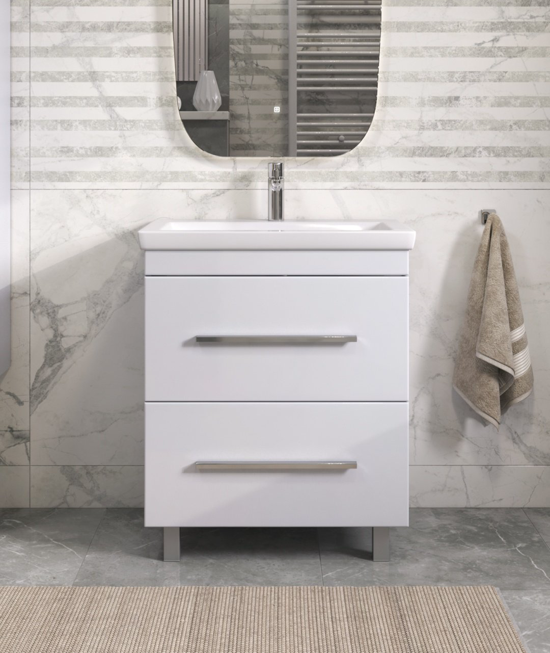 Тумба с раковиной KABINKA.KZ Land 70, 70x83x45 см, белый купить,NaN