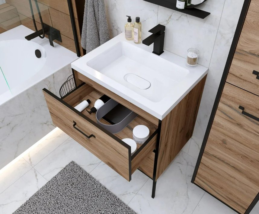 Тумба с раковиной KABINKA.KZ НЕРО-70, 66x80x44 см, коричневый