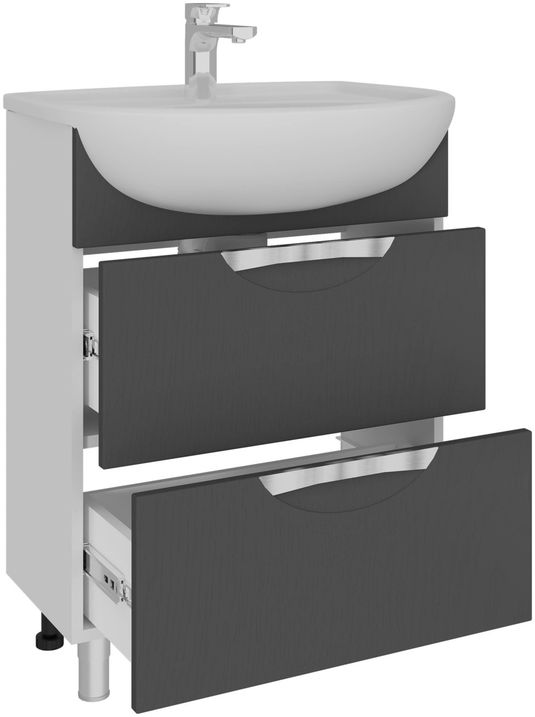 Тумба с раковиной AVK Верона 2 ящика, 70x70x45 см, белый, серый