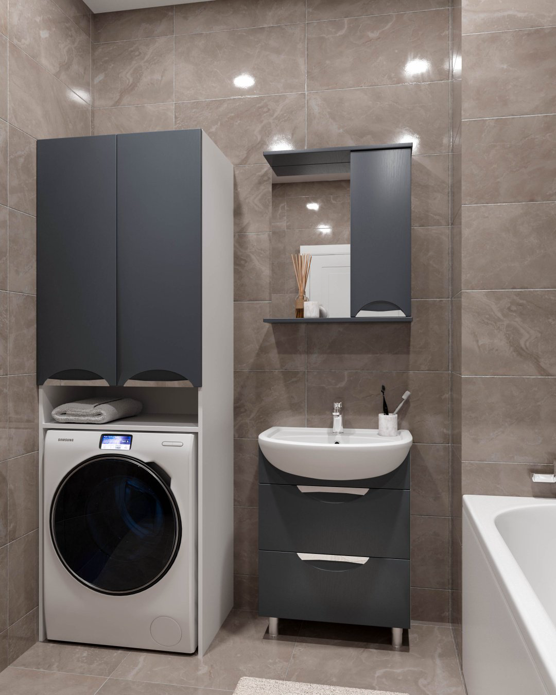 Тумба с раковиной AVK Верона 70x70x45см бело-серый купить,NaN