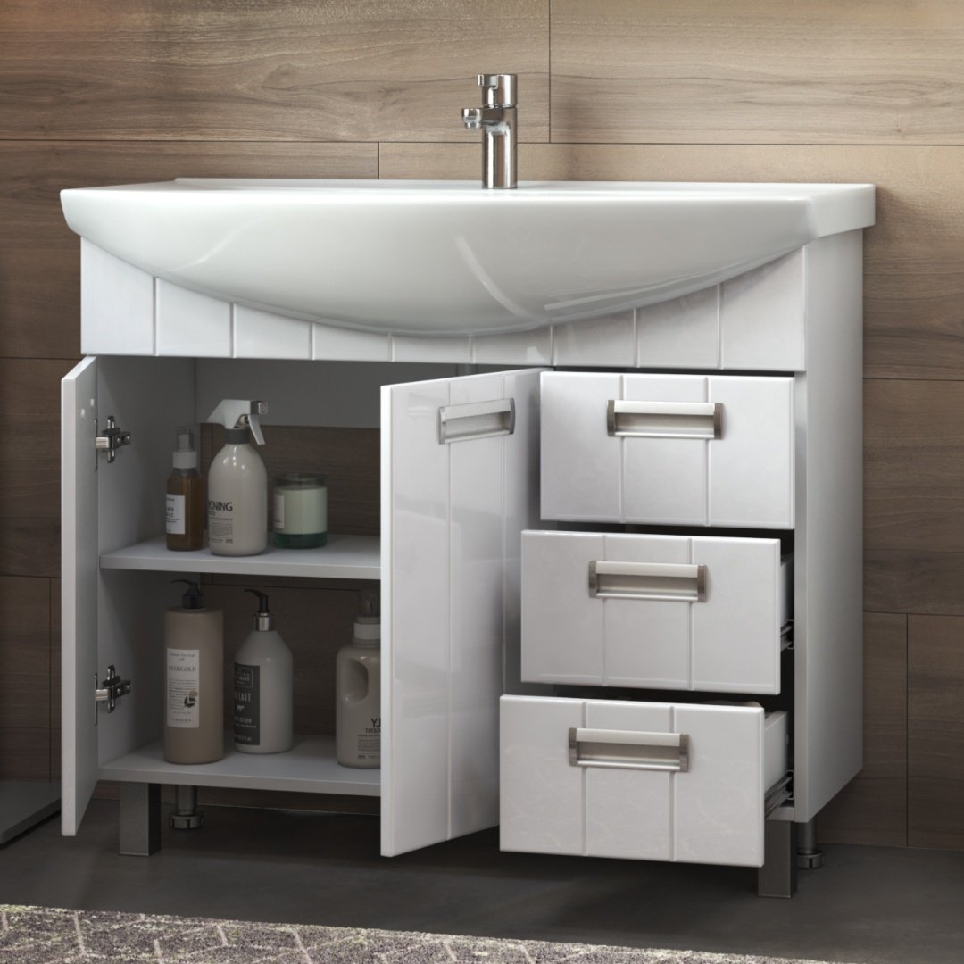 Тумба с раковиной KABINKA.KZ Diana 1050, 105.5x84x49.5 см, белый