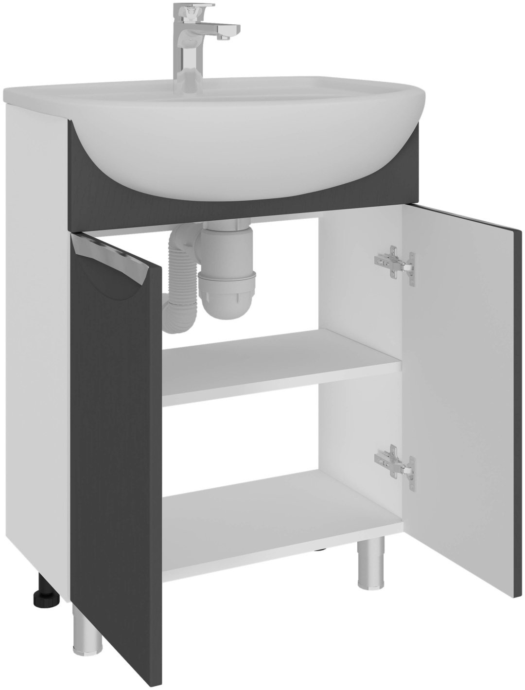 Тумба с раковиной AVK Верона 2 двери, 70x70x45 см, белый, серый