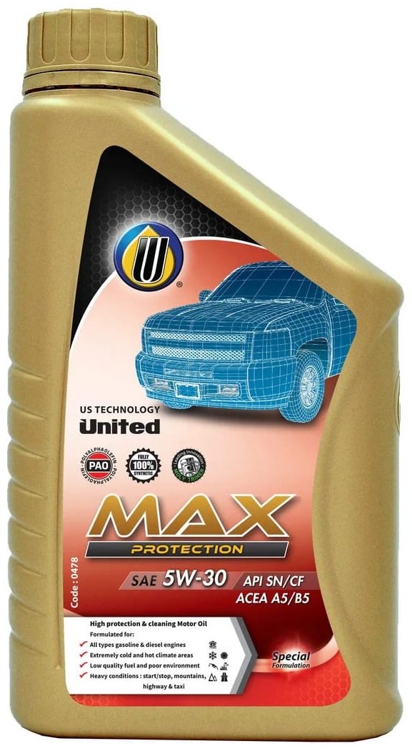 Моторное масло Синтетическое United Oil Max Protection 5W-30 1 л