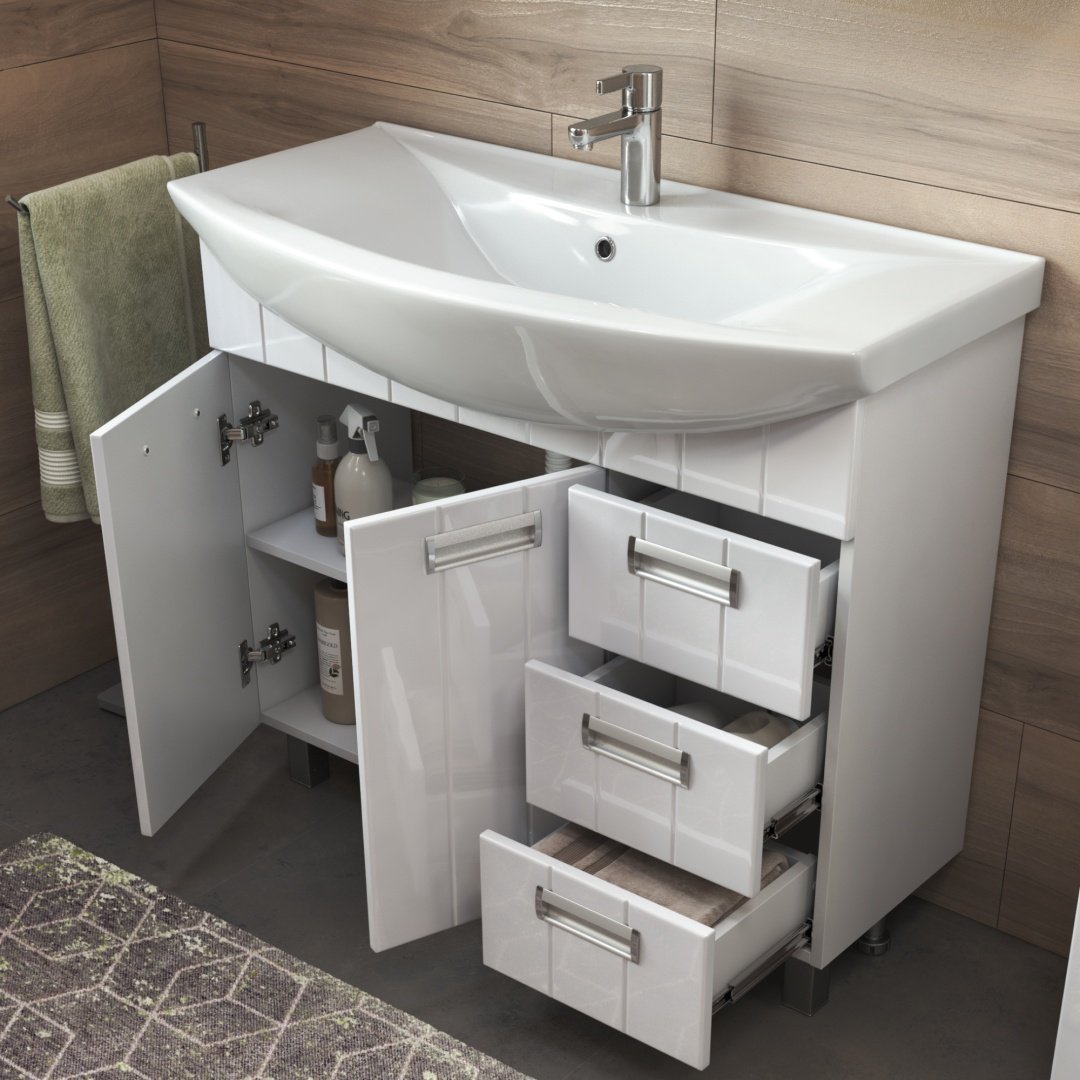 Тумба с раковиной KABINKA.KZ Diana 1050, 105.5x84x49.5 см, белый