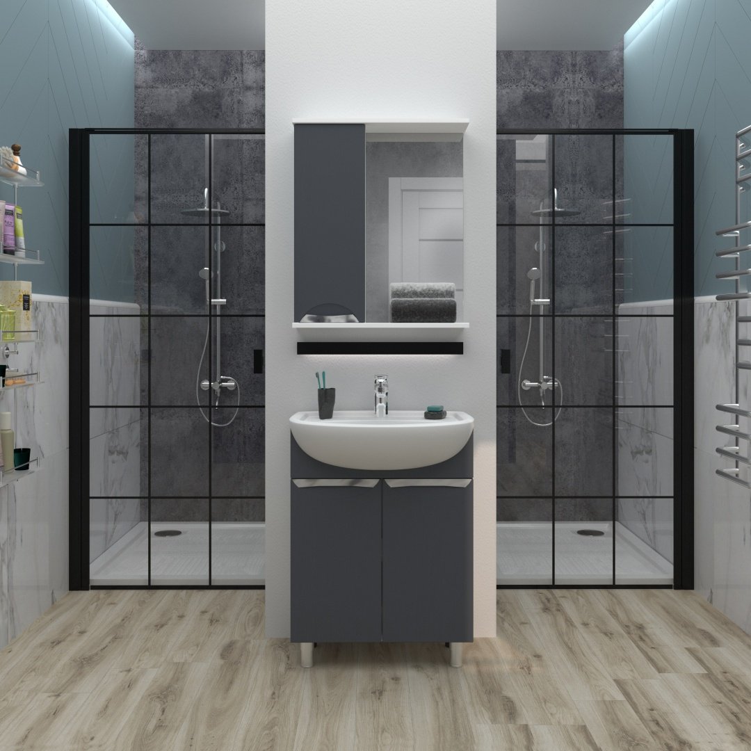 Тумба с раковиной AVK Верона 2 двери, 70x70x45 см, белый, серый