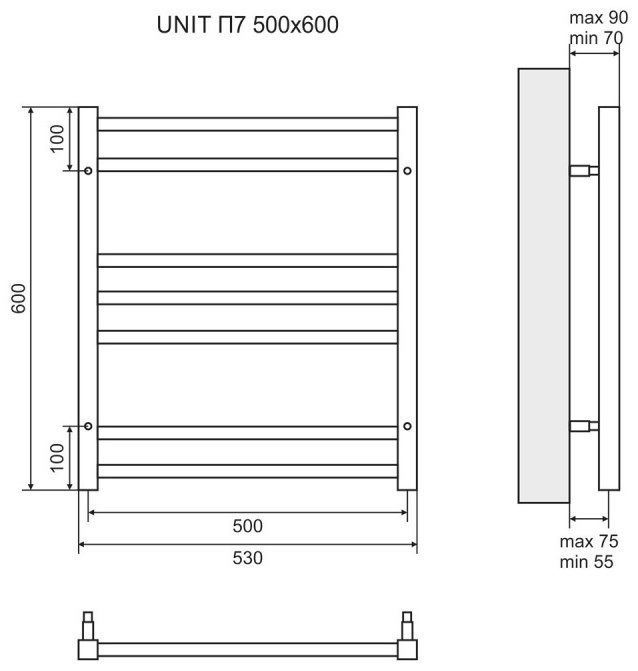 Полотенцесушитель Lemark Unit П7 LM45607BL 532x600