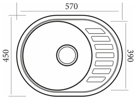 Кухонная мойка Владикс R-457 врезная 57х45х13 см, нержавеющая сталь, тон серый купить,20400