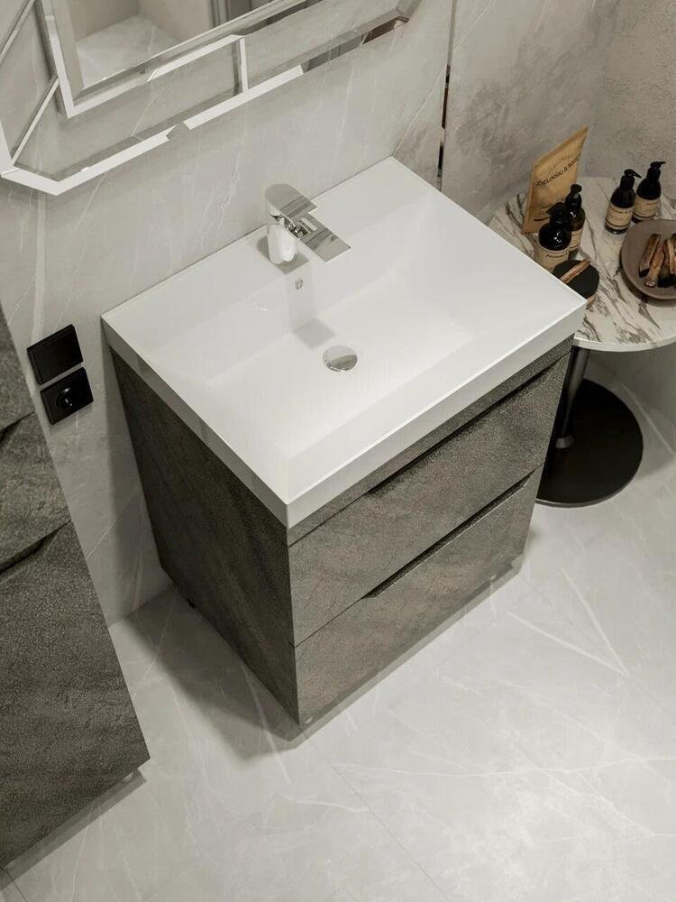 Тумба с раковиной KABINKA.KZ Леон 700, 70x80x45 см, серый