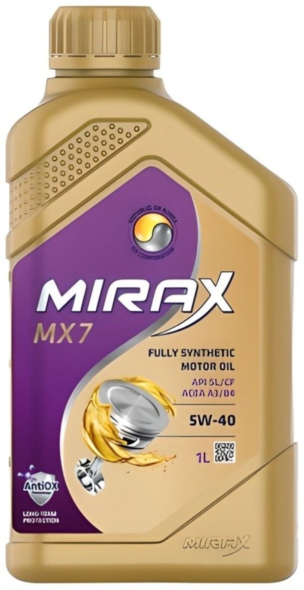 Моторное масло Синтетическое Mirax MX7 5W-40 1 л