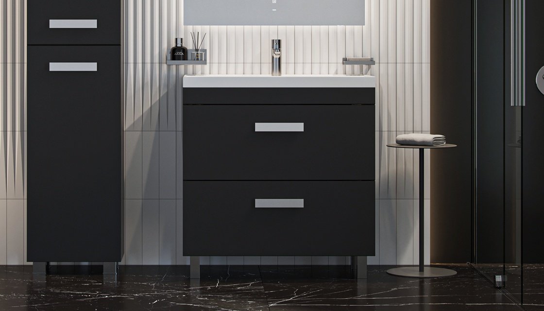 Тумба с раковиной KABINKA.KZ ORLANDO 800, 80x85.5x45 см, графит купить,NaN