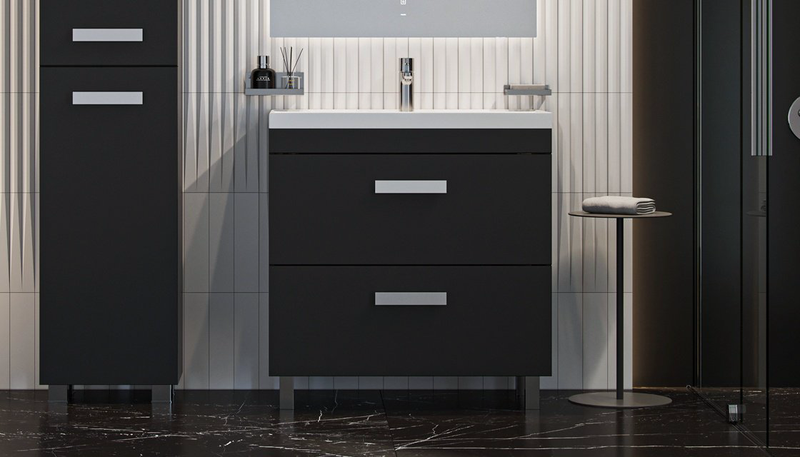 Тумба с раковиной KABINKA.KZ ORLANDO 800, 80x85.5x45 см, графит купить,NaN