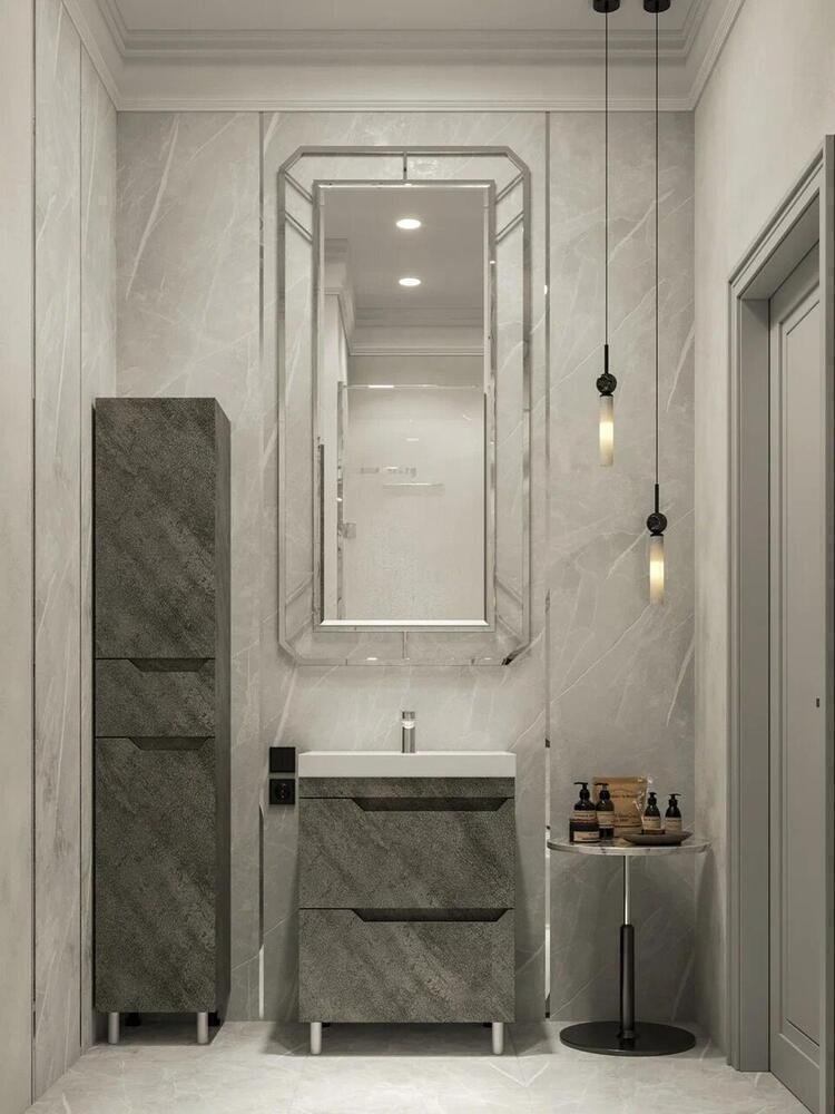 Тумба с раковиной KABINKA.KZ Леон 700, 70x80x45 см, серый