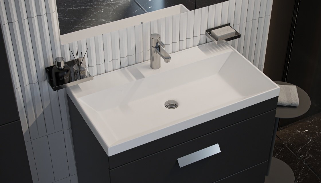 Тумба с раковиной KABINKA.KZ ORLANDO 800, 80x85.5x45 см, графит купить,NaN