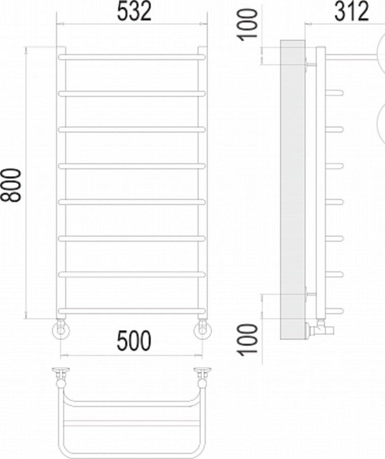 Полотенцесушитель TERMINUS водяной 4670078530295, лесенка 50x80 см купить,NaN