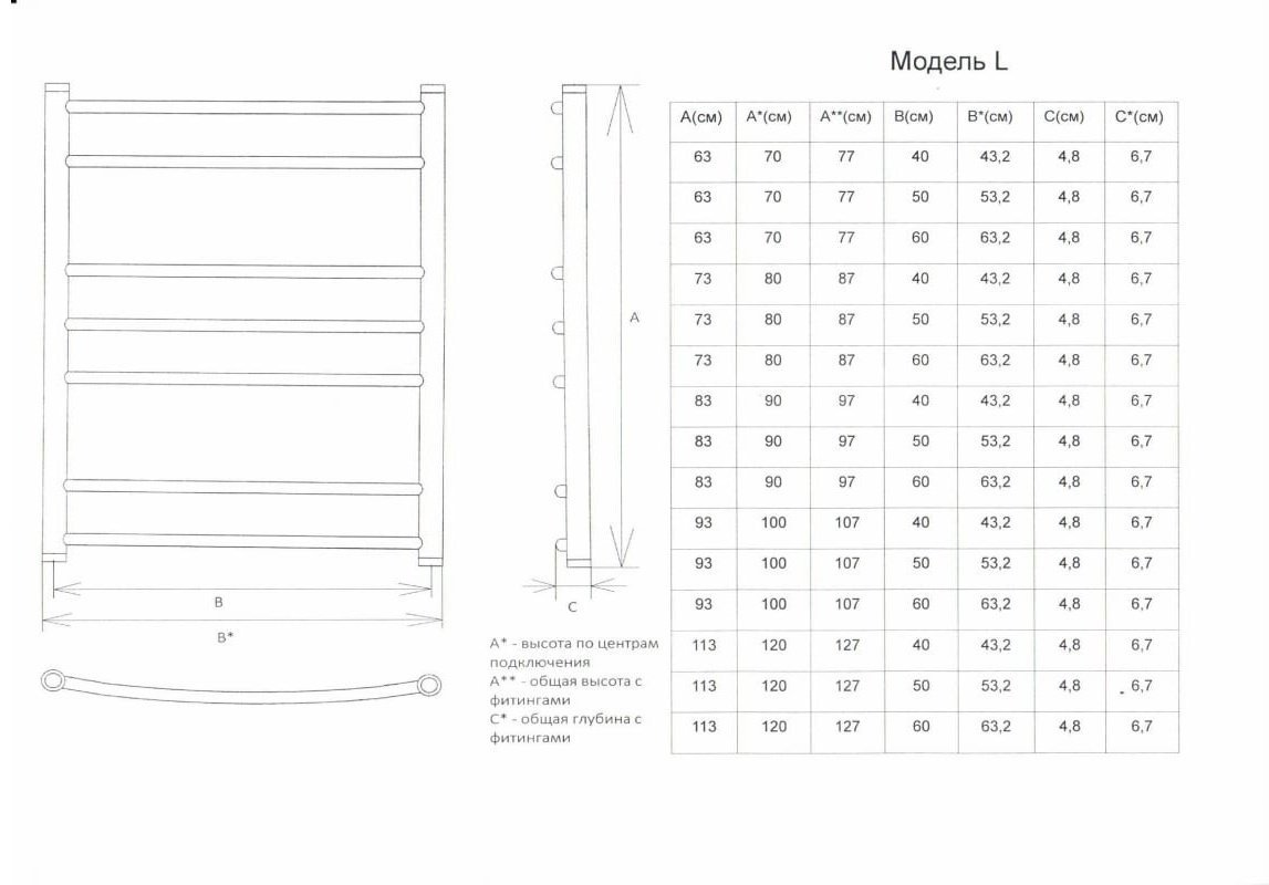Полотенцесушитель KABINKA.KZ водяной L 80/40 1"-1/2" K3, лесенка 40x80 см купить,NaN