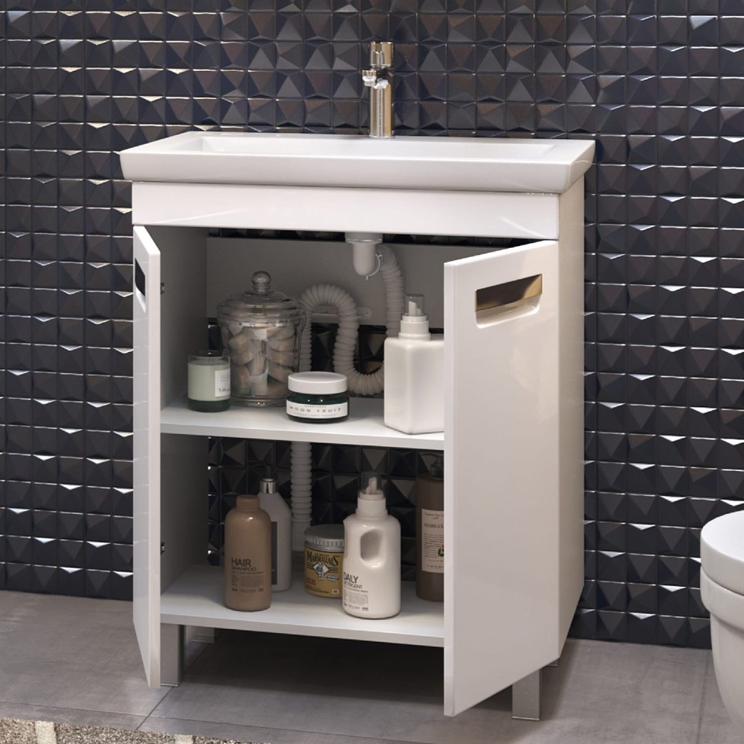Тумба с раковиной Kabinka.kz Plaza 700 66.4x80x44.4см белый купить,NaN