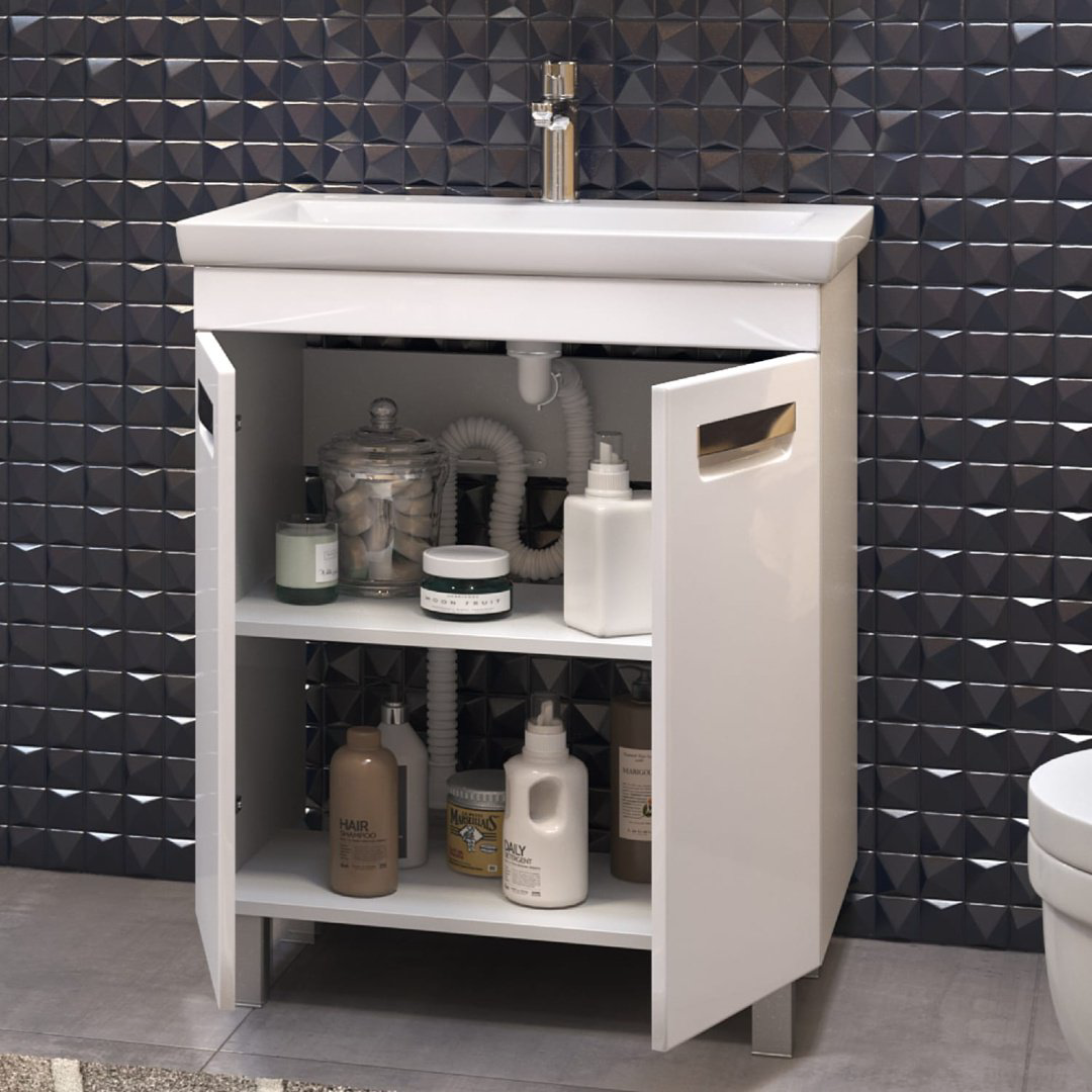 Тумба с раковиной Kabinka.kz Plaza 700 66.4x80x44.4см белый купить,NaN