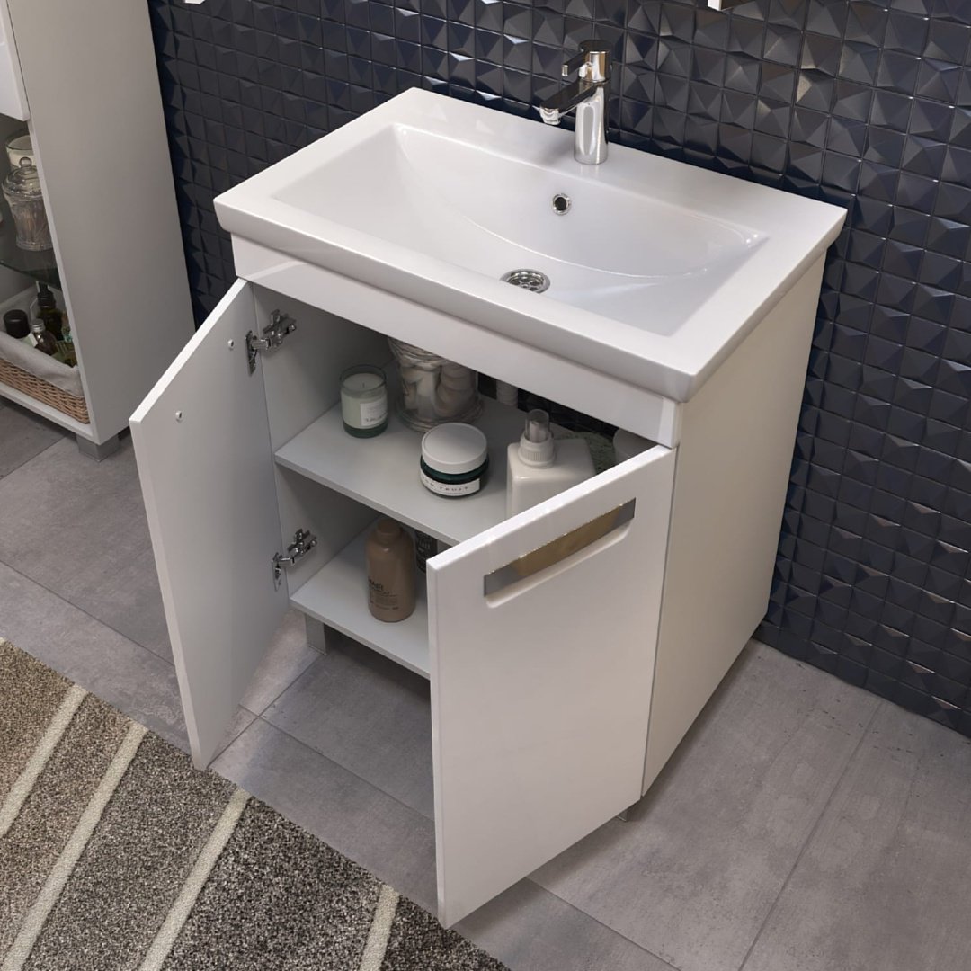 Тумба с раковиной Kabinka.kz Plaza 700 66.4x80x44.4см белый купить,NaN