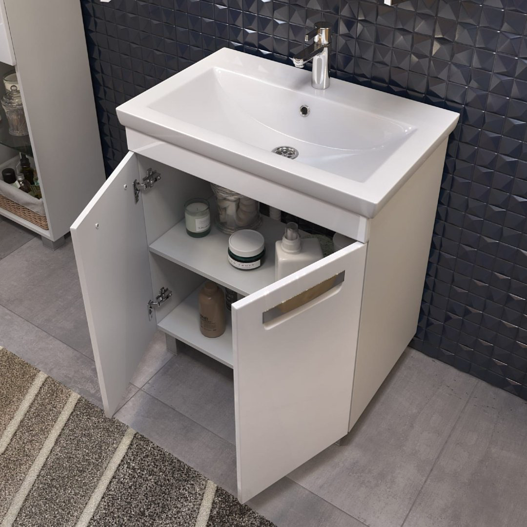 Тумба с раковиной Kabinka.kz Plaza 700 66.4x80x44.4см белый купить,NaN