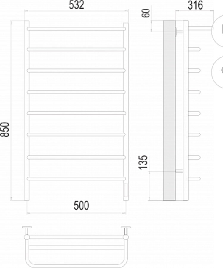 Полотенцесушитель TERMINUS электрический 4670078524836, лесенка 50x85 см купить,NaN