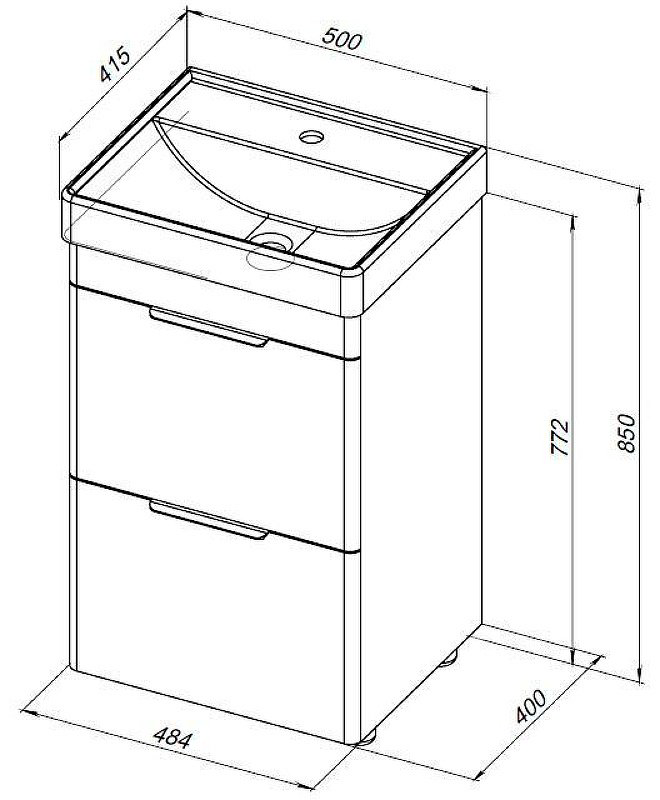 Тумба с раковиной KABINKA.KZ Ирис 50 310151, 48.4x77.2x40 см, белый купить,NaN