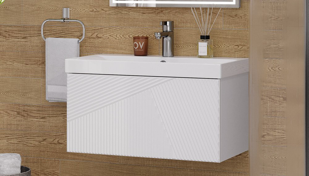 Тумба с раковиной Kabinka.kz Edge 80 82x39.7x41см белый купить,NaN