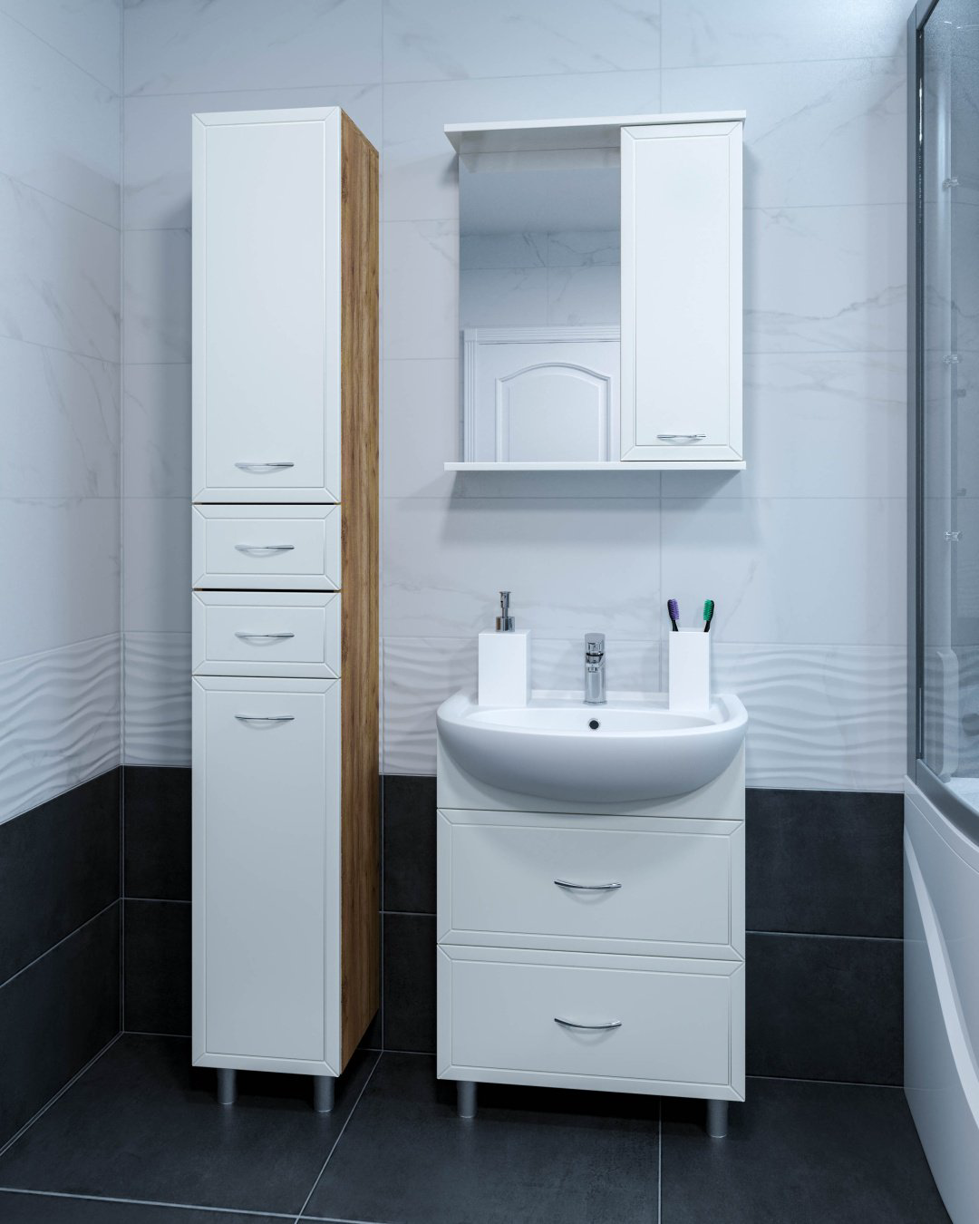 Тумба с раковиной AVK Рита, 70x70x45 см, белый, коричневый купить,NaN