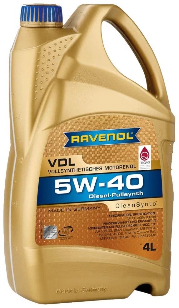 Моторное масло Синтетическое RAVENOL VDL 5W-40 4 л