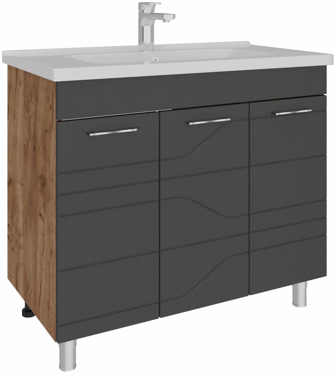 Тумба с раковиной AVK ТР 3двери Мира, 80x80x47 см, серый, коричневый