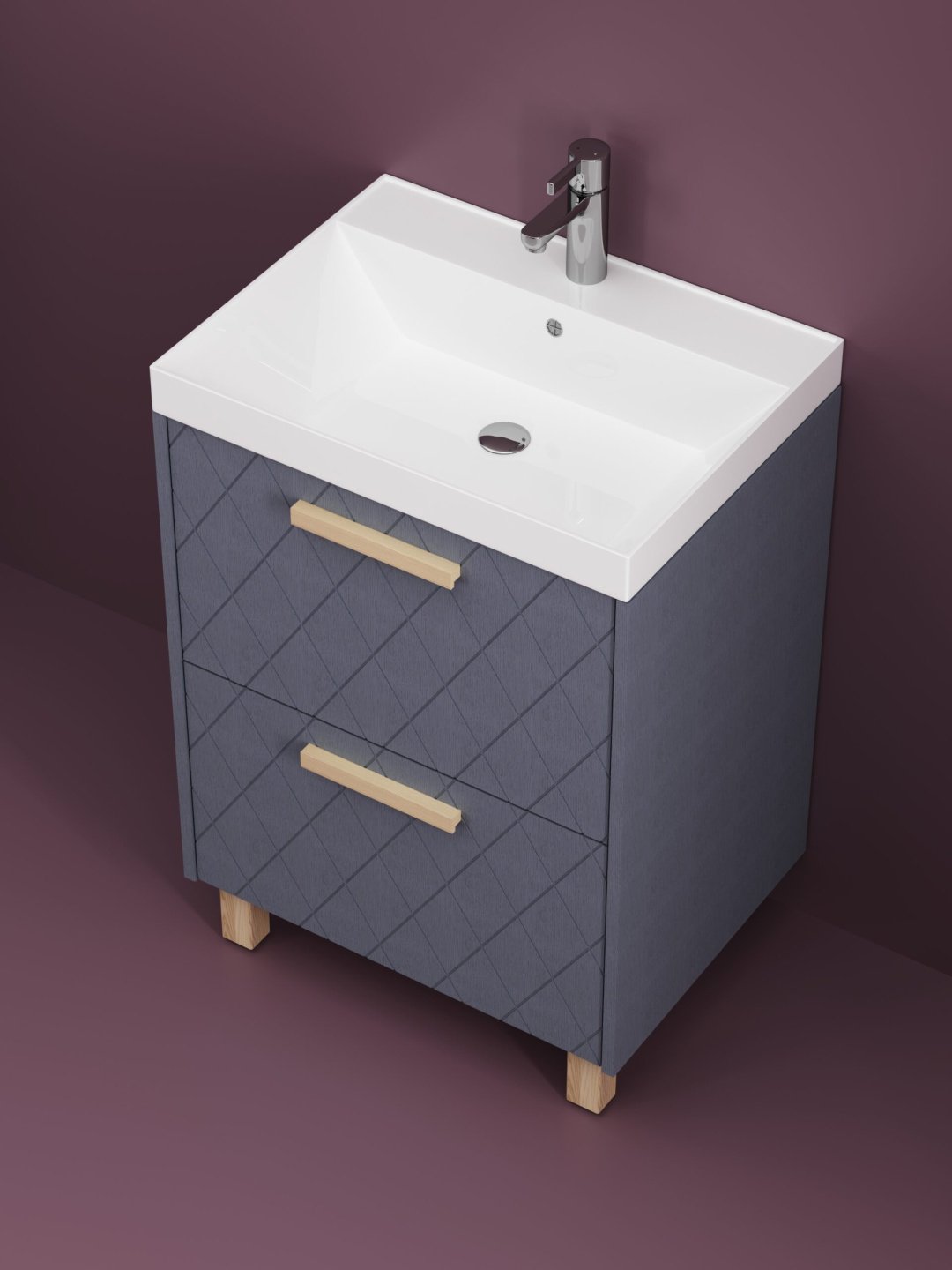 Тумба с раковиной Kabinka.kz Слим 60 60x80x45см серый купить,NaN