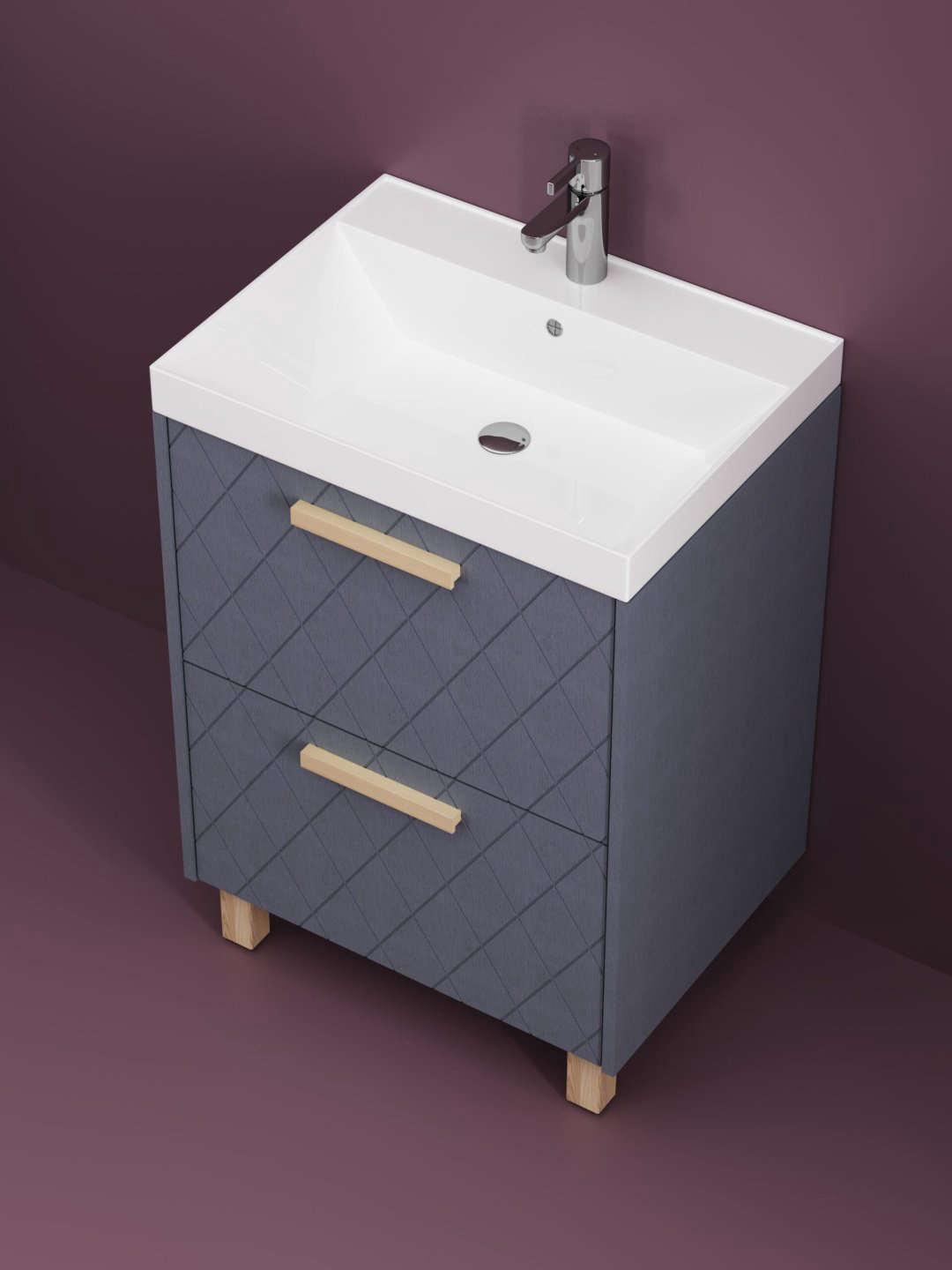 Тумба с раковиной Kabinka.kz Слим 60 60x80x45см серый купить,NaN