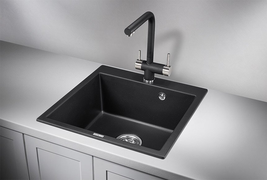 Кухонная мойка GRANULA 5102 врезная 51х52х20 см, кварцевый песок, тон шварц купить,0